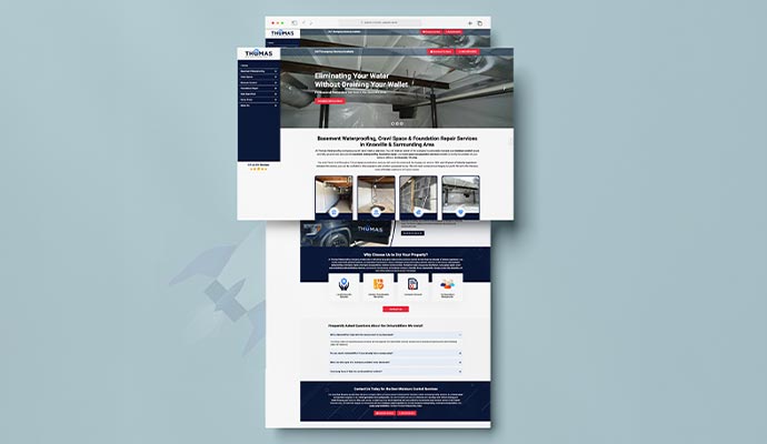 Thomas Waterproofing Company Knoxville website mockup
